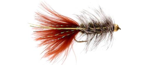 Bead head Flash A Bugger Patriot/Brown Tail 6 Pack CLOSEOUT
